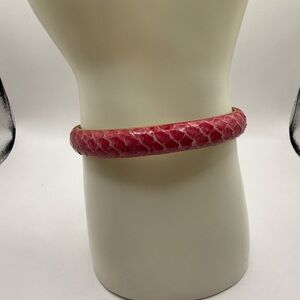 Mannelli Florence Italy 24K Plated Women's Bangle Red Snake Leather